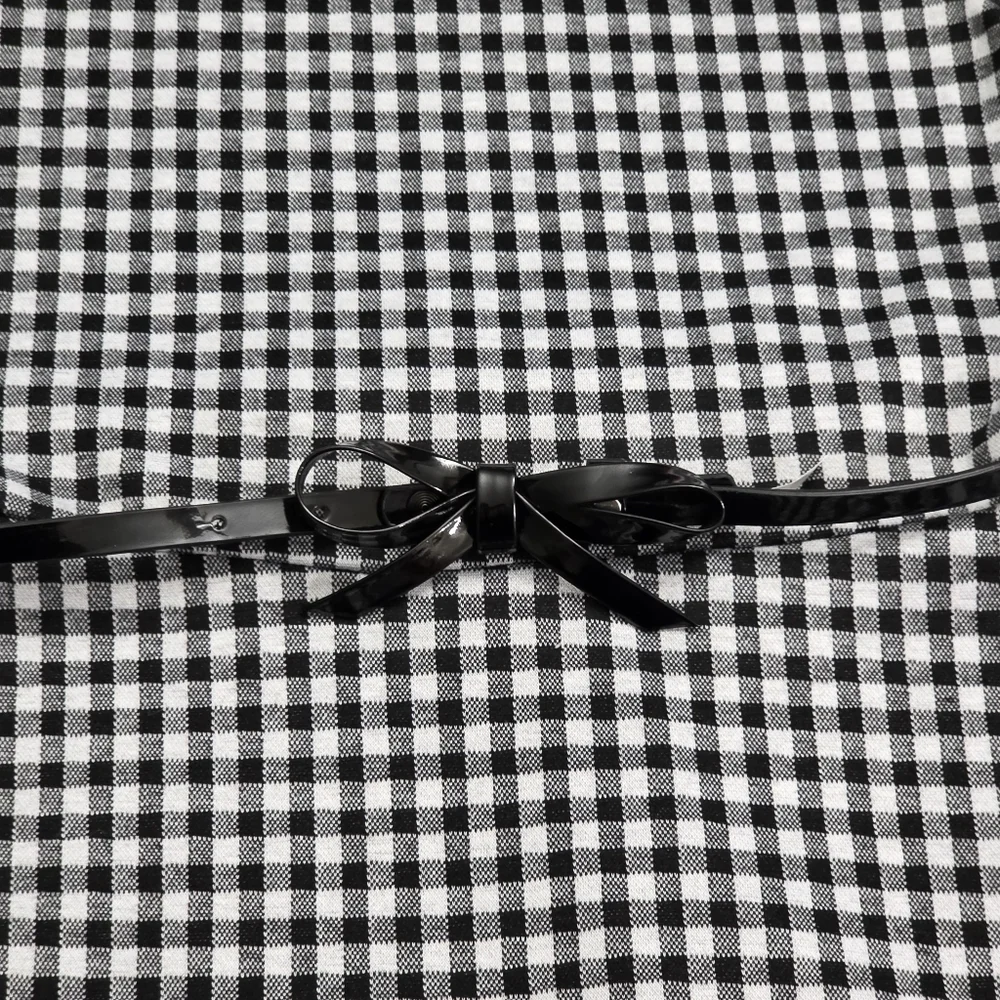 Girls Black & White Gingham Checkered Belted Dress Size 10 NEW without Tags